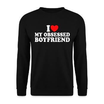 Adore Mon Copain J'aime Mon Petit Ami Obsédé - Sweat-shirt Unisexe - noir - Devant - Alina (178cm) & Michal (187cm)