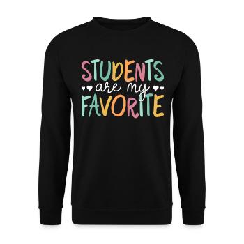 Meine Schüler sind mein liebster Humorlehrer - Unisex Pullover - Schwarz - Vorne - Alina (178cm) & Michal (187cm)