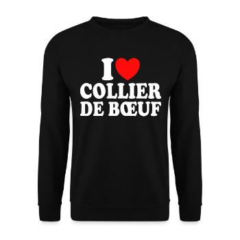 Boucher I Love Collier De Boeuf - Sweat-shirt Unisexe - noir - Devant - Alina (178cm) & Michal (187cm)