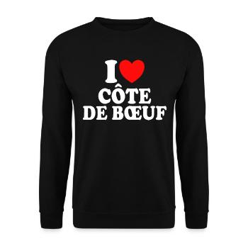 Boucher I Love Côte De Boeuf - Sweat-shirt Unisexe - noir - Devant - Alina (178cm) & Michal (187cm)