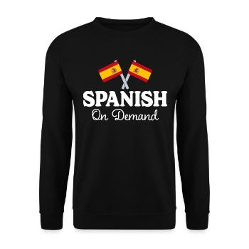 Spanisch auf Anfrage Spanisch Dolmetscher - Unisex Pullover - Schwarz - Vorne - Alina (178cm) & Michal (187cm)