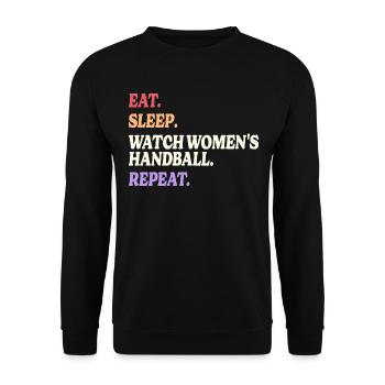 Humor Sport Frauenhandball - Unisex Pullover - Schwarz - Vorne - Alina (178cm) & Michal (187cm)