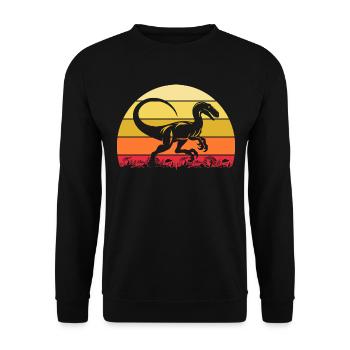 Archäologe Dino Velociraptor Dinosaurier - Unisex Pullover - Schwarz - Vorne - Alina (178cm) & Michal (187cm)