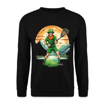 St. Patrick's Day Kleeblatt Lacrosse - Unisex Pullover - Schwarz - Vorne - Alina (178cm) & Michal (187cm)