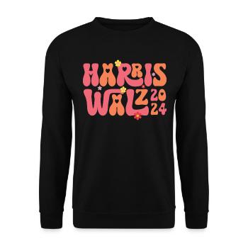 Kamala Harris Walzer Walzer 2024 Retro - Unisex Pullover - Schwarz - Vorne - Alina (178cm) & Michal (187cm)