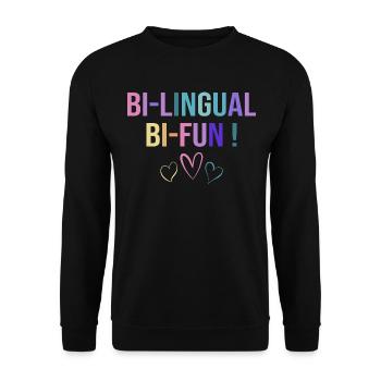 Ausbildung Bilingualer Humorlehrer - Unisex Pullover - Schwarz - Vorne - Alina (178cm) & Michal (187cm)