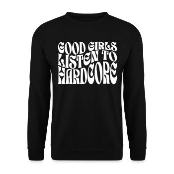 Girls Listen To Hardcore Techno - Unisex Sweatshirt - black - Front - Alina (178cm) & Michal (187cm)