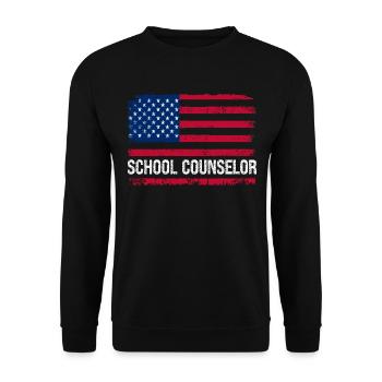 USA Amerikanischer Schulberater - Unisex Pullover - Schwarz - Vorne - Alina (178cm) & Michal (187cm)