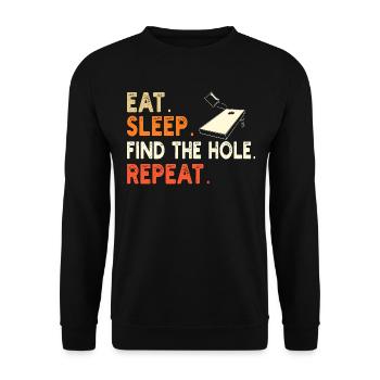 Humor Mann Cornhole Spieler - Unisex Pullover - Schwarz - Vorne - Alina (178cm) & Michal (187cm)