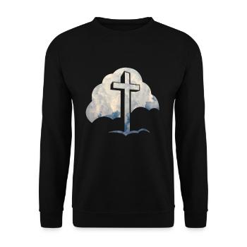 Jésus nuage Jésus croix - Sweat-shirt Unisexe - noir - Devant - Alina (178cm) & Michal (187cm)