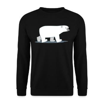 Trickfilm Eisbär zu Fuß von Cheerful Madness!! - Unisex Pullover - Schwarz - Vorne - Alina (178cm) & Michal (187cm)