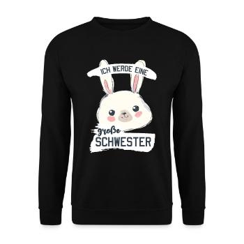 Ich werde eine Große Schwester - Unisex Pullover - Schwarz - Vorne - Alina (178cm) & Michal (187cm)