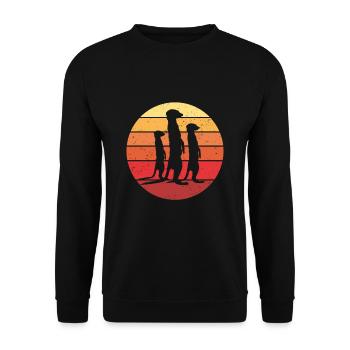 Erdmännchen Retro Vintage - Unisex Pullover - Schwarz - Vorne - Alina (178cm) & Michal (187cm)