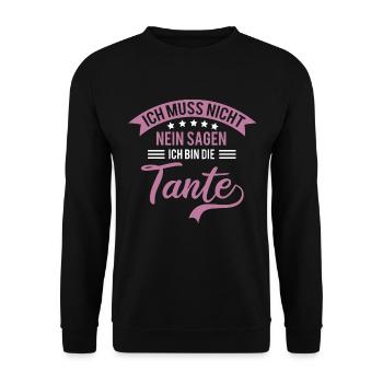 Tante muss nicht nein sagen - Unisex Pullover - Schwarz - Vorne - Alina (178cm) & Michal (187cm)