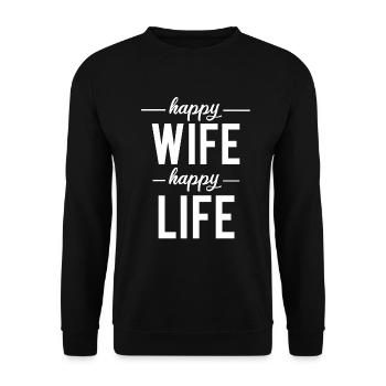 Happy Wife happy life - Unisex Sweatshirt - black - Front - Alina (178cm) & Michal (187cm)