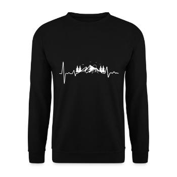 Wandern Herzschlag klettern Berge Alpen - Unisex Pullover - Schwarz - Vorne - Alina (178cm) & Michal (187cm)