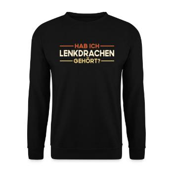 Drachen Steigen Lassen - Lenkdrachen Spruch - Unisex Pullover - Schwarz - Vorne - Alina (178cm) & Michal (187cm)