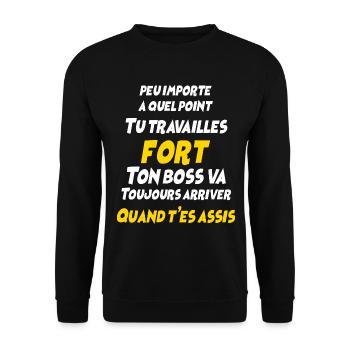 Construction Humour Papa Chantier - Sweat-shirt Unisexe - noir - Devant - Alina (178cm) & Michal (187cm)