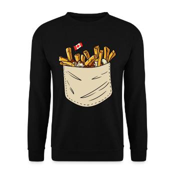 Kanadische Poutine Pommes Frites Mittagessen - Unisex Pullover - Schwarz - Vorne - Alina (178cm) & Michal (187cm)