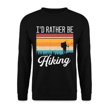 I'd Rather Be Hiking Apparel für Wander- und Campi - Unisex Pullover - Schwarz - Vorne - Alina (178cm) & Michal (187cm)