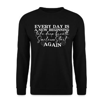 Motivational Quotes Smile And Start Again - Unisex Sweatshirt - black - Front - Alina (178cm) & Michal (187cm)