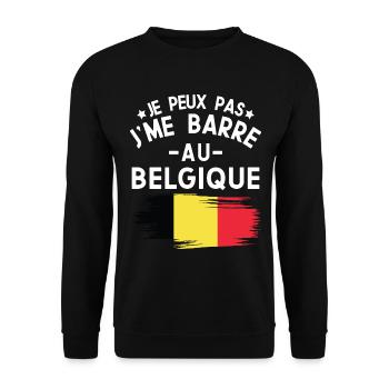 Je Peux Pas J'me Barre Au Belgique Vacances - Sweat-shirt Unisexe - noir - Devant - Alina (178cm) & Michal (187cm)