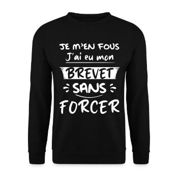 Je M'en Fous J'ai eu mon Brevet Sans Forcer - Sweat-shirt Unisexe - noir - Devant - Alina (178cm) & Michal (187cm)