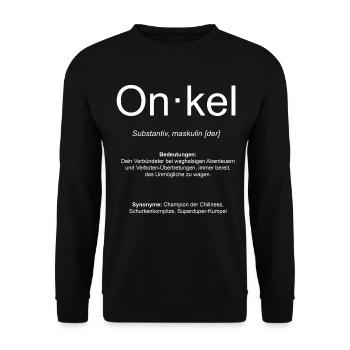 Definition Onkel Geschenk-Idee - Unisex Pullover - Schwarz - Vorne - Alina (178cm) & Michal (187cm)