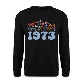 1973 Floral Pattern 1973 Floral Theme Flowers 1973 - Unisex Sweatshirt - black - Front - Alina (178cm) & Michal (187cm)