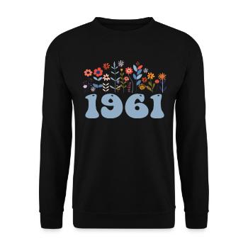 1961 Floral Pattern 1961 Floral Theme Flowers 1961 - Unisex Sweatshirt - black - Front - Alina (178cm) & Michal (187cm)