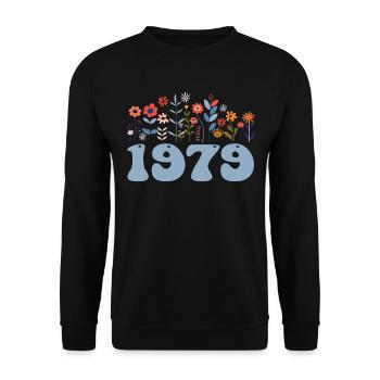1979 Floral Pattern 1979 Floral Theme Floral 1979 - Unisex Sweatshirt - black - Front - Alina (178cm) & Michal (187cm)