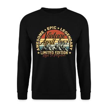 68th Birthday Gift Vintage April 1957 - Unisex Sweatshirt - black - Front - Alina (178cm) & Michal (187cm)