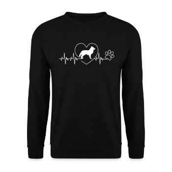 Border Collie Dog Heartbeat Paw Heart Gift - Sweat-shirt Unisexe - noir - Devant - Alina (178cm) & Michal (187cm)