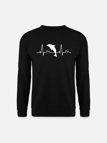 Delfin Herzschlag Urlaub Schwimmen Meer Geschenk - Unisex Pullover - Schwarz