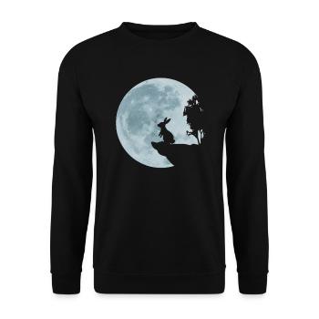 Easter bunny easter full moon longing love gift - Unisex Sweatshirt - black - Front - Alina (178cm) & Michal (187cm)