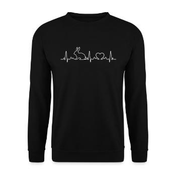 Rabbit Heartbeat Love Easter Gift - Unisex Sweatshirt - black - Front - Alina (178cm) & Michal (187cm)