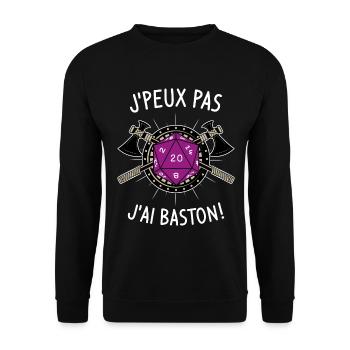 J'peux pas j'ai baston ! - Sweat-shirt Unisexe - noir - Devant - Alina (178cm) & Michal (187cm)