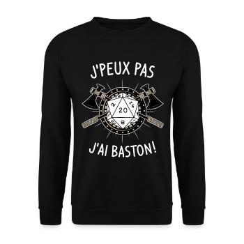 J'peux pas j'ai baston ! - Sweat-shirt Unisexe - noir - Devant - Alina (178cm) & Michal (187cm)