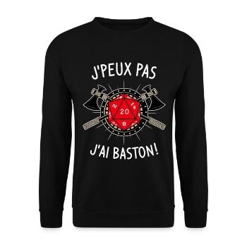 J'peux pas j'ai baston ! - Sweat-shirt Unisexe - noir - Devant - Alina (178cm) & Michal (187cm)
