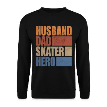 Husband Dad Skater Hero Patinage Skate Skate Board - Sweat-shirt Unisexe - noir - Devant - Alina (178cm) & Michal (187cm)