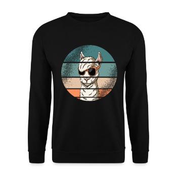 Lama Alpaca Animals Retro Vintage Idée Cadeau - Sweat-shirt Unisexe - noir - Devant - Alina (178cm) & Michal (187cm)