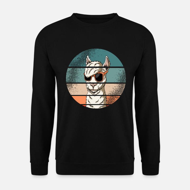Lama Alpaka Tiere Retro Vintage Geschenkidee - Unisex Pullover - Schwarz