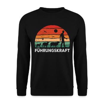 Hirte Schaf Design Retro Führungskraft Schafe - Unisex Pullover - Schwarz - Vorne - Alina (178cm) & Michal (187cm)
