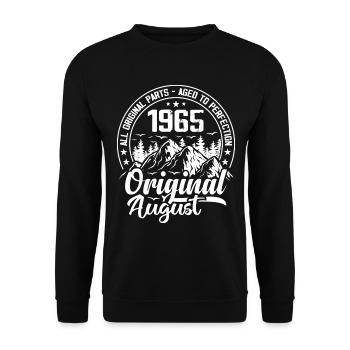 août 1965 Original:59 Ans Cadeau d'Anniversaire - Sweat-shirt Unisexe - noir - Devant - Alina (178cm) & Michal (187cm)