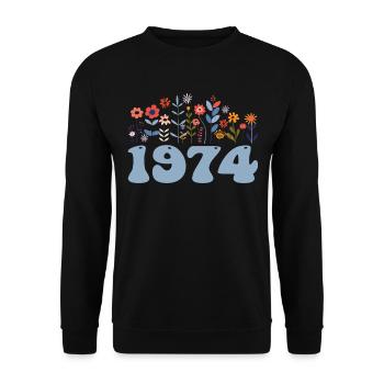 1974 Floral Pattern 1974 Floral Theme Flowers 1974 - Unisex Sweatshirt - black - Front - Alina (178cm) & Michal (187cm)