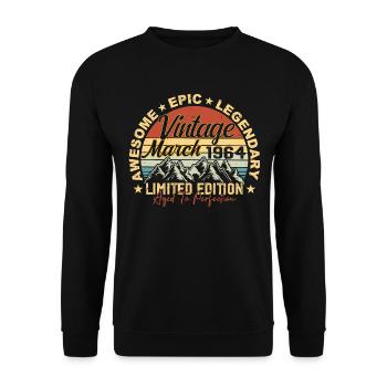 Mars 1964 Anniversaire, Cadeau d’anniversaire Mars 1964 - Sweat-shirt Unisexe - noir - Devant - Alina (178cm) & Michal (187cm)