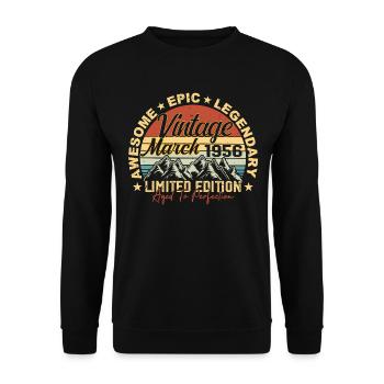Mars 1956 Anniversaire, Cadeau d’anniversaire Mars 1956 - Sweat-shirt Unisexe - noir - Devant - Alina (178cm) & Michal (187cm)