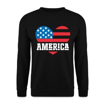 America Flag Heart - Unisex Sweatshirt - black - Front - Alina (178cm) & Michal (187cm)