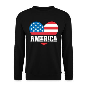 America Flag Heart - Unisex Sweatshirt - black - Front - Alina (178cm) & Michal (187cm)