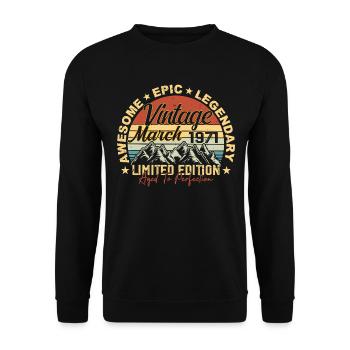 March 1971 Anniversary, Birthday Gift March 1971 - Unisex Sweatshirt - black - Front - Alina (178cm) & Michal (187cm)